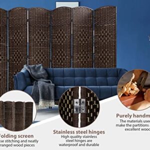 Room Divider 6 Ft Folding Wall Divider with Diamond Woven Fiber, Indoor Portable Room Partitions and Dividers for Room Separation,Rattan Room Dividers and Folding Privacy Screens,Brown(6 Panel)