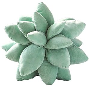 jifover 3d succulents pillow-cute pillows-17.7in cute succulents stuffed plush cactus throw pillows for green lovers soft plant leaf shaped decorative pillows (10in/dark green)