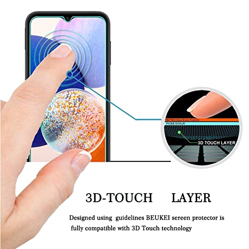 beukei (3 Pack) Compatible for Samsung Galaxy A14 5G / Galaxy A14 Screen Protector Tempered Glass, Touch Sensitive,Case Friendly, 9H Hardness