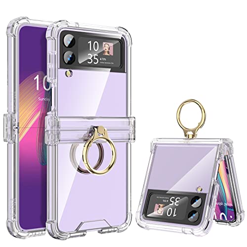 Case with Hinge Protection Clear Samsung Flip 4 Case with Kickstand Protective Cover for Samsung Galaxy Z Flip 4 5G (2022) - Clear