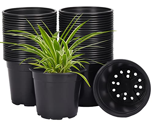 Whonline 50 Pack 1 Gallon Nursery Pots Flexible Plastic Plant Seeding Pots, Seed Starting Pots for Flower Seedling, Cuttings, Transplanting