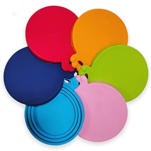 rarissime 6 pack can lids cover for pet food,dog cat can covers lid fit all standard size,bpa free and dishwasher safe silicone can cap tops for pet food storage (multicolor)