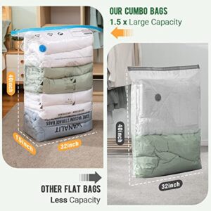 Cube Vacuum Storage Bags, 6 Pack Jumbo Cube Size Vacuum Sealer Compression Space Saver Bag for Clothes, Comforters, Blanket, Duvets, Pillows, Quilt, Travel, Hand Pump with Sealing Ring Included