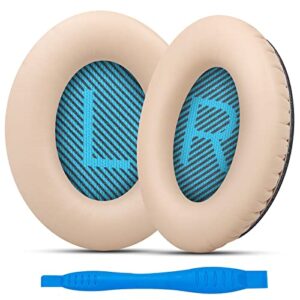 gvoears replacement ear pads for bose quietcomfort 25 qc35 headphones cushions, earpads for qc2/qc15/qc35ii/ae2/ae2i/ae2w/soundlink1&2/soundtrue1&2 around-ear ear cushions, soft protein leather(khaki)