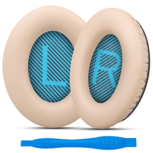 Gvoears Replacement Ear Pads for Bose QuietComfort 25 QC35 Headphones Cushions, Earpads for QC2/QC15/QC35II/Ae2/Ae2i/Ae2w/SoundLink1&2/SoundTrue1&2 Around-Ear Ear Cushions, Soft Protein Leather(Khaki)