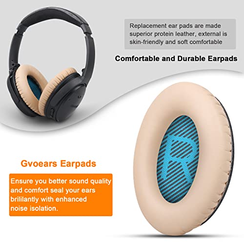 Gvoears Replacement Ear Pads for Bose QuietComfort 25 QC35 Headphones Cushions, Earpads for QC2/QC15/QC35II/Ae2/Ae2i/Ae2w/SoundLink1&2/SoundTrue1&2 Around-Ear Ear Cushions, Soft Protein Leather(Khaki)