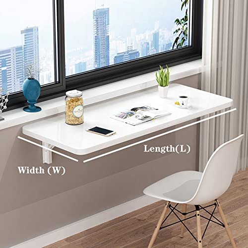 Wall Mounted Floating Desk, Fold Down Wall Mount Desk Fold Away Desk, Multifunctional Wall Mounted Computer Desk for Space Saving (Color : White, Size : L100xW60cm/L39xW24in)