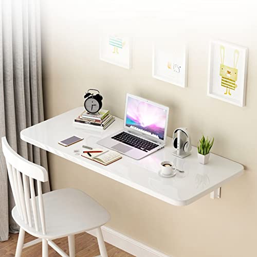 Wall Mounted Floating Desk, Fold Down Wall Mount Desk Fold Away Desk, Multifunctional Wall Mounted Computer Desk for Space Saving (Color : White, Size : L100xW60cm/L39xW24in)