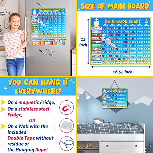 US Teacher-Designed Reward Chart by ParentaliTips - 120 Magnetic Chores for Multiple Kids - 456 Tokens - ADHD & Autism Visual Schedule - Toddler Chore - Daily Behavior Chart - Bedtime Routine
