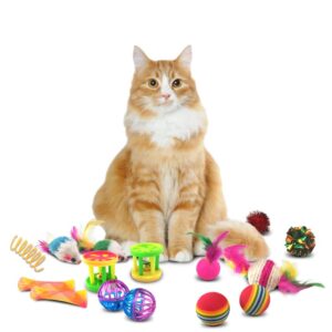 Yocvikey Cat Toys, Kitten Toy with Collapsible Rainbow Cat Tunnel, Cat Toy for Indoor Cats, Interactive Cat Toy Set Include Crinkle Ball, Jingle Bells, Spring Toy, Mouse Toys for Cats, Kitty