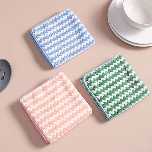 ZBORH 10PCS Super Absorbent Cleaning Cloths, Kitchen Towels Dish Towels, Multipurpose Reusable Dish Cloths, Double-Sided Microfiber Cleaning Rags for Dish Drying Washing, Furniture, Car, Bowl,