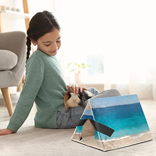 RATGDN Small Pet Hideout Beach Ocean Sand Sea Water Hamster House Guinea Pig Playhouse for Dwarf Rabbits Hedgehogs Chinchillas