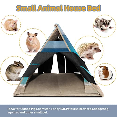 RATGDN Small Pet Hideout Beach Ocean Sand Sea Water Hamster House Guinea Pig Playhouse for Dwarf Rabbits Hedgehogs Chinchillas