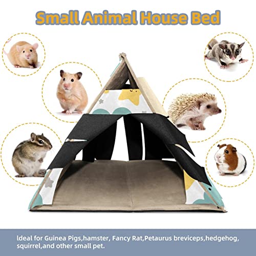 RATGDN Small Pet Hideout Moon Cloud and Stars Hamster House Guinea Pig Playhouse for Dwarf Rabbits Hedgehogs Chinchillas