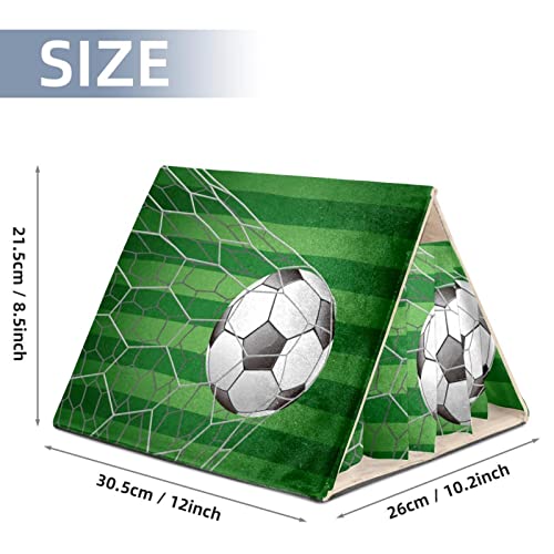 RATGDN Small Pet Hideout Soccer Ball in Goal with Grass Field Hamster House Guinea Pig Playhouse for Dwarf Rabbits Hedgehogs Chinchillas