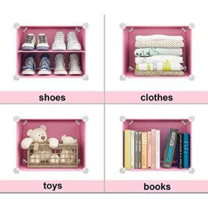 MAGINELS Baby Shoe Rack 24 Pairs Shoe Organizer Narrow Standing Stackable Shoe Storage Cabinet Space Saver for Entryway, Hallway and Closet,Pink
