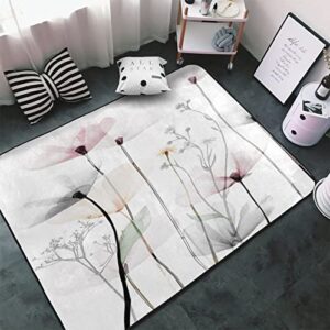 Soft Area Rug for Living Room,Fabric Floral---3,Large Floor Carpets Doormat Non Slip Washable Indoor Area Rugs for Bedroom Kids Room 3 x 5Ft