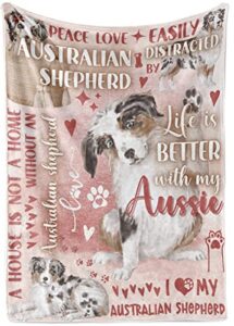 innobeta australian shepherd gifts for women, best aussie blanket for aussie mom, australian shepherd throw blanket, 50 x 65 inch, skin friendly