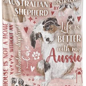 InnoBeta Australian Shepherd Gifts for Women, Best Aussie Blanket for Aussie Mom, Australian Shepherd Throw Blanket, 50 x 65 inch, Skin Friendly