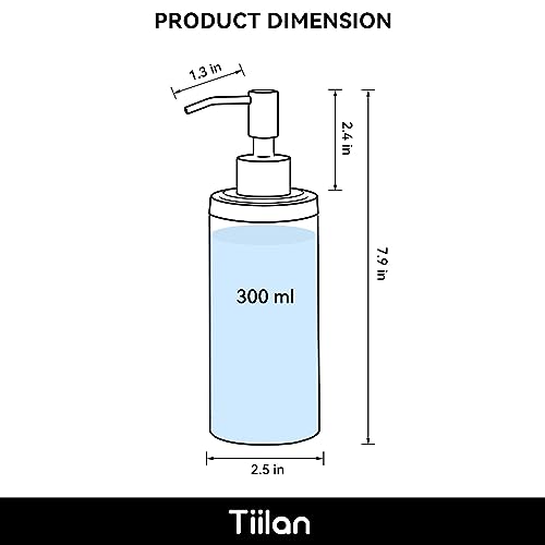 Tiilan Countertop Soap Dispensers for Bathroom, Stainless Steel, 300ml