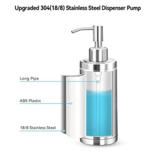 Tiilan Countertop Soap Dispensers for Bathroom, Stainless Steel, 300ml