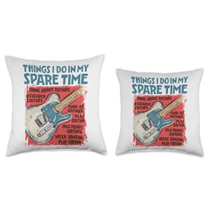 Guitarist Awesome Guitar Designs Guitar Things I Do in My Spare Time Funny Electric Guitarist Throw Pillow, 16x16, Multicolor