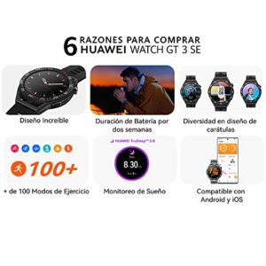 HUAWEI Watch GT 3 SE Smartwatch, Sleek and Stylish, Science-Based Workouts, Sleep Monitoring, Two-Week Battery Life, Diverse Watch Face Designs, Compatible with Android & iOS, Graphite Black