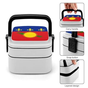 Guadeloupe Flag Lunch Box Portable Double-Layer Bento Box Large Capacity Lunch Container Food Container with Spoon