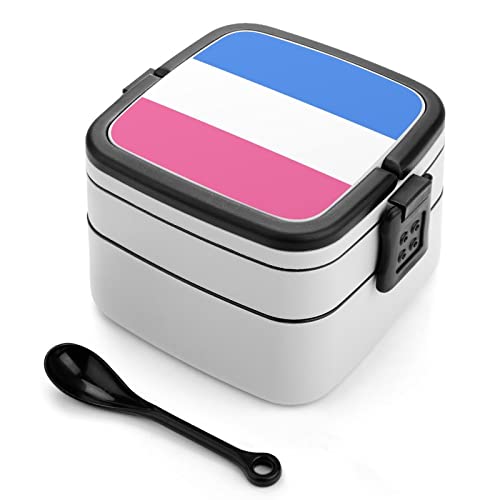 Proposed Separate Heterosexual Pride Flag Lunch Box Portable Double-Layer Bento Box Large Capacity Lunch Container Food Container with Spoon