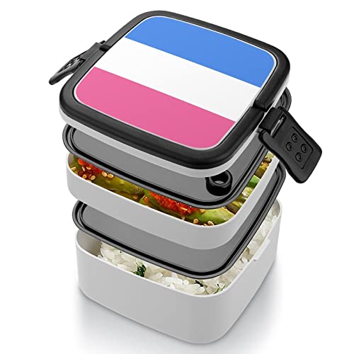 Proposed Separate Heterosexual Pride Flag Lunch Box Portable Double-Layer Bento Box Large Capacity Lunch Container Food Container with Spoon