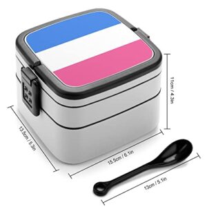 Proposed Separate Heterosexual Pride Flag Lunch Box Portable Double-Layer Bento Box Large Capacity Lunch Container Food Container with Spoon