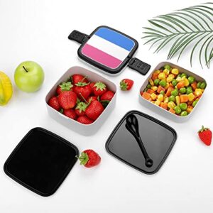 Proposed Separate Heterosexual Pride Flag Lunch Box Portable Double-Layer Bento Box Large Capacity Lunch Container Food Container with Spoon