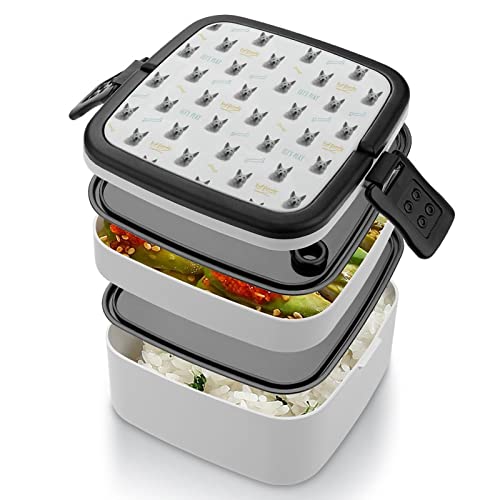 German Shepherd White Lunch Box Portable Double-Layer Bento Box Large Capacity Lunch Container Food Container with Spoon