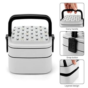 German Shepherd White Lunch Box Portable Double-Layer Bento Box Large Capacity Lunch Container Food Container with Spoon