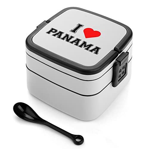 I Love Panama Lunch Box Portable Double-Layer Bento Box Large Capacity Lunch Container Food Container with Spoon