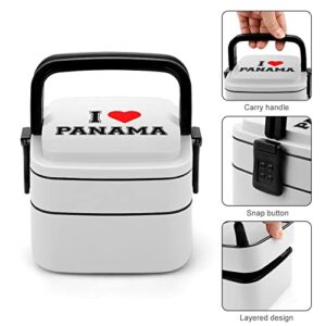 I Love Panama Lunch Box Portable Double-Layer Bento Box Large Capacity Lunch Container Food Container with Spoon
