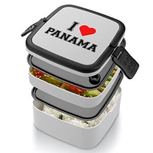 I Love Panama Lunch Box Portable Double-Layer Bento Box Large Capacity Lunch Container Food Container with Spoon