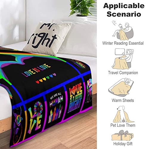 LGBT Blanket Gay Pride Throw Rainbow LGBT Colorful Flannel Soft Warm Blankets Lightweight Fuzzy Plush for Men Women LGBT Gifts 50"x60"