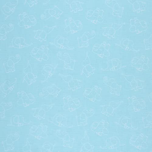 Mook Fabrics Flannel PRT Playing Elephant, Blue, 15 Yard Bolt