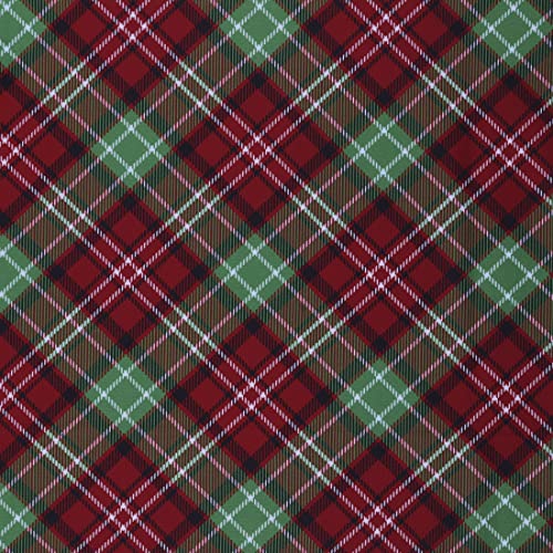 Mook Fabrics Cotton Christmas Plaid, Green/Red, 15 Yard Bolt