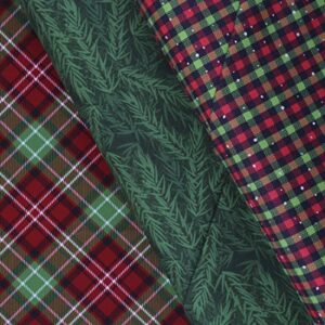 Mook Fabrics Cotton Christmas Plaid, Green/Red, 15 Yard Bolt