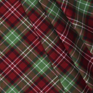 Mook Fabrics Cotton Christmas Plaid, Green/Red, 15 Yard Bolt