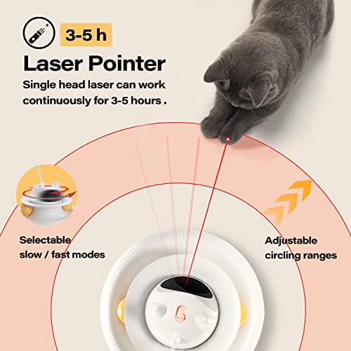 JIMUPARK 4-in-1 Laser Cat Toys Smart Interactive Electronic Exercise Kicker Toy for Indoor Cats, Kitten, Flying Feathers, Track Balls