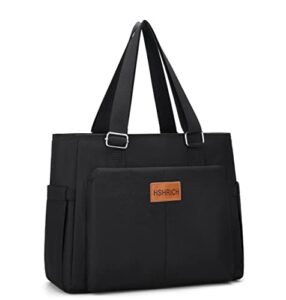 large women lunch bags for work/insulated adult lunch box for women/leakproof cooler lunch tote bag with storage pocket. reusable lunch cooler purse for picnic hiking 14l, black
