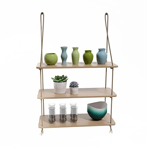 Solisaria Designs Hanging Wall Shelves, 17" Modern Decorative Floating Shelves, Display Organizer for Bedroom, Bathroom, Living Room Corner Shelf, Rustic Wall Decor for Bedroom