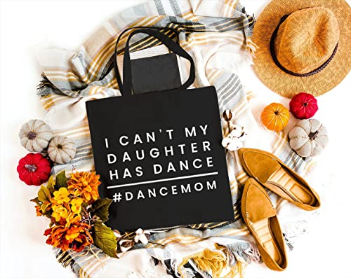 GXVUIS Dance Mom Canvas Tote Bag for Women Minimalism Letters Graphic Reusable Grocery Shoulder Shopping Bags Funny Gifts Black