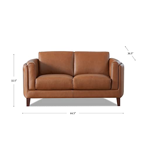 Hydeline Maui 100% Leather Loveseat, Cinnamon Brown