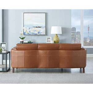 Hydeline Maui 100% Leather Loveseat, Cinnamon Brown