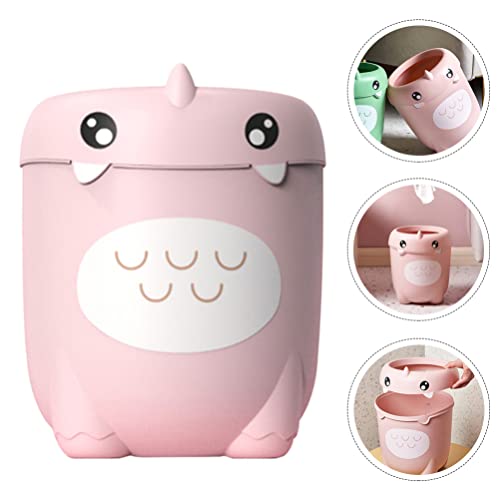 Homoyoyo Plastic Storage Bins Trash Cans Plastic Garbage Can, Cartoon Decorative Trash Can Wastebasket Paper Basket with Pressure Ring for Home Kitchen Bathroom, Trash Cans Trash Cans Car Decor