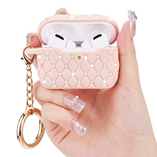 VISOOM Airpods Pro 1st Generation Case - Airpod Pro Bling Cases Cover Women 2022 Crystal TPU Hard Protective iPod Pro Wireless Charging Case Girl Keychain for Apple Airpods Pro 1